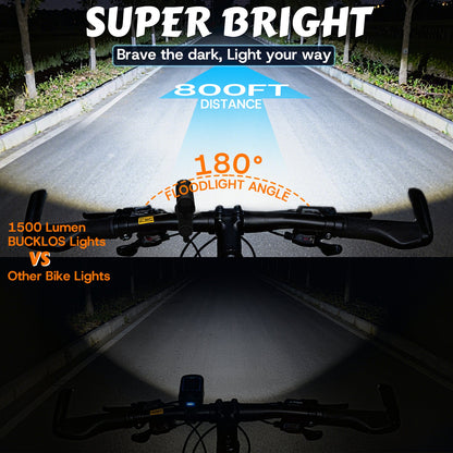 1200/1500 Lumen bike headlight with 5 modes, battery