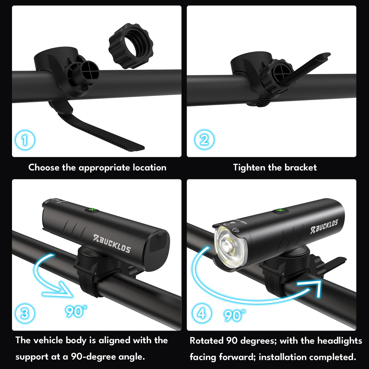 1200/1500 Lumen bike headlight with 5 modes, battery