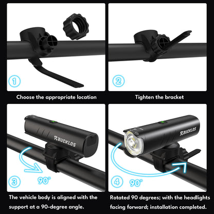 1200/1500 Lumen bike headlight with 5 modes, battery