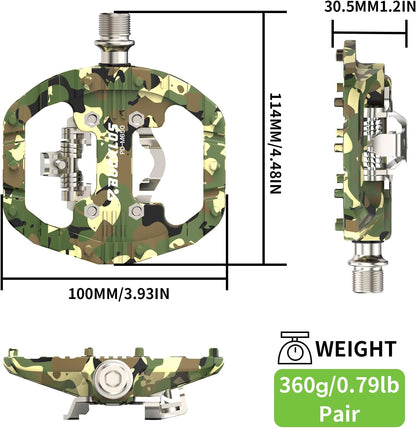 Mountain Bike Pedals Clip in and Flat Platform Dual Sided, Lightweight Nylon Clipless Pedals