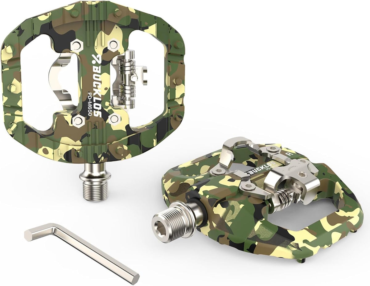 Mountain Bike Pedals Clip in and Flat Platform Dual Sided, Lightweight Nylon Clipless Pedals