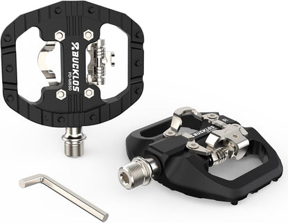 Mountain Bike Pedals Clip in and Flat Platform Dual Sided, Lightweight Nylon Clipless Pedals