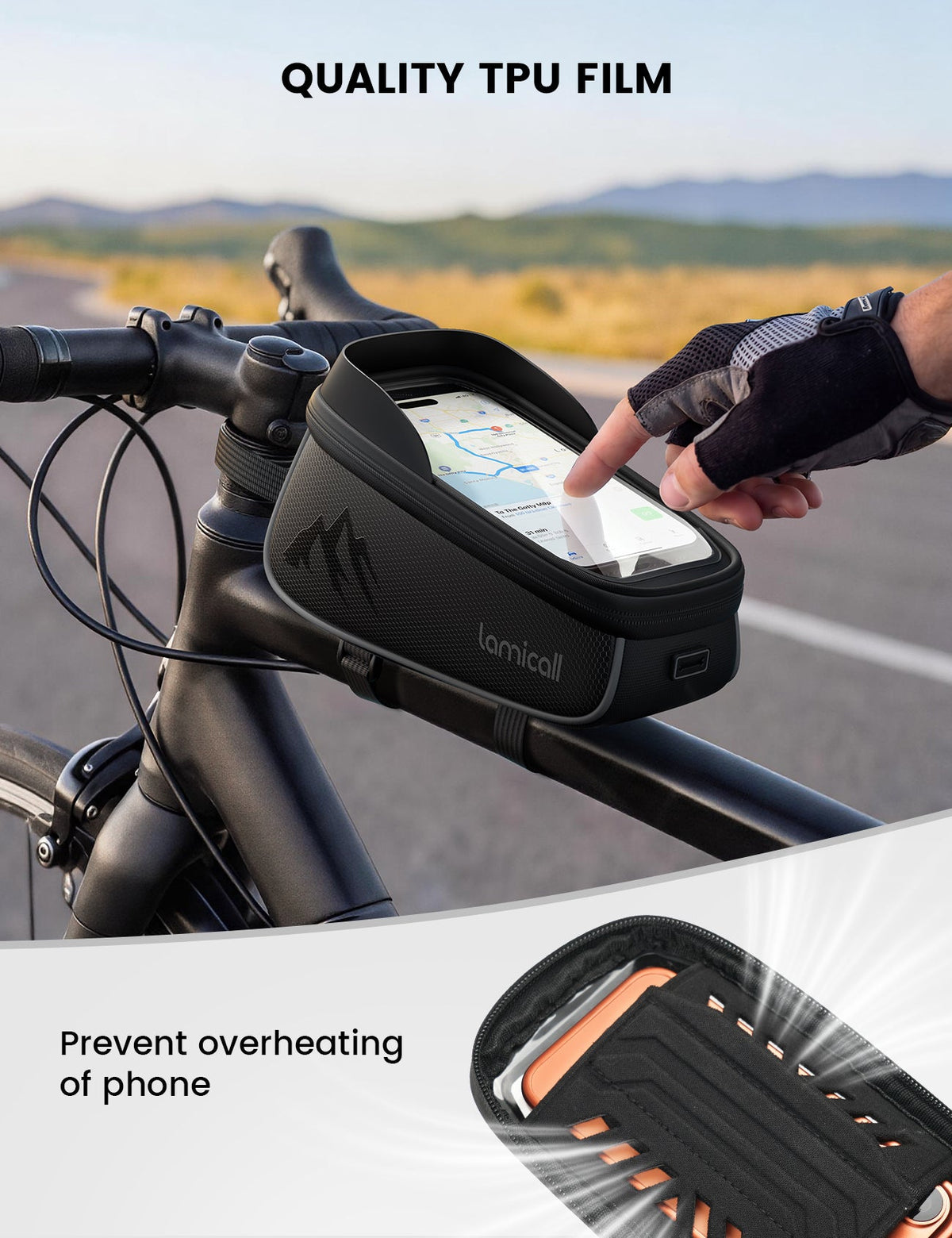 Bike Frame Bag Waterproof Bike Phone Bag 1.6L