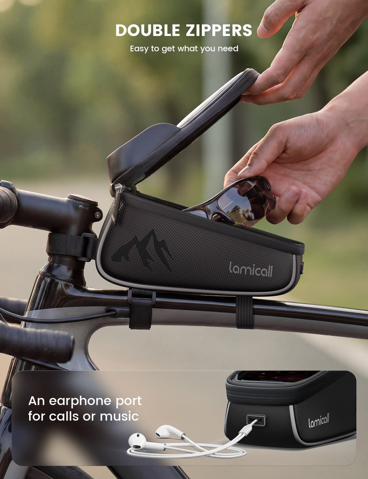 Bike Frame Bag Waterproof Bike Phone Bag 1.6L