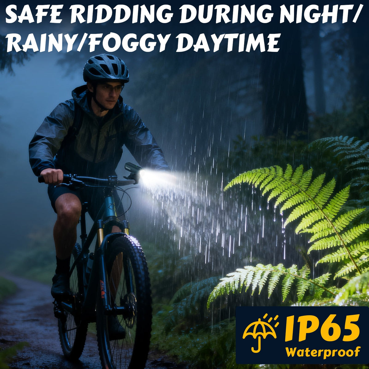 1200/1500 Lumen bike headlight with 5 modes, battery
